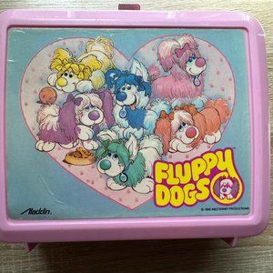 Vintage Retro Fluppy Dogs 1980s 80's Lunch Box - good condition - Aladdin Brand